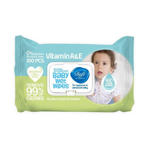 دستمال مرطوب پاک کننده کودک اکسترا درب دار دافی - Dafi Vitamin A & E Wet Wipes For Sensitive Baby Skin